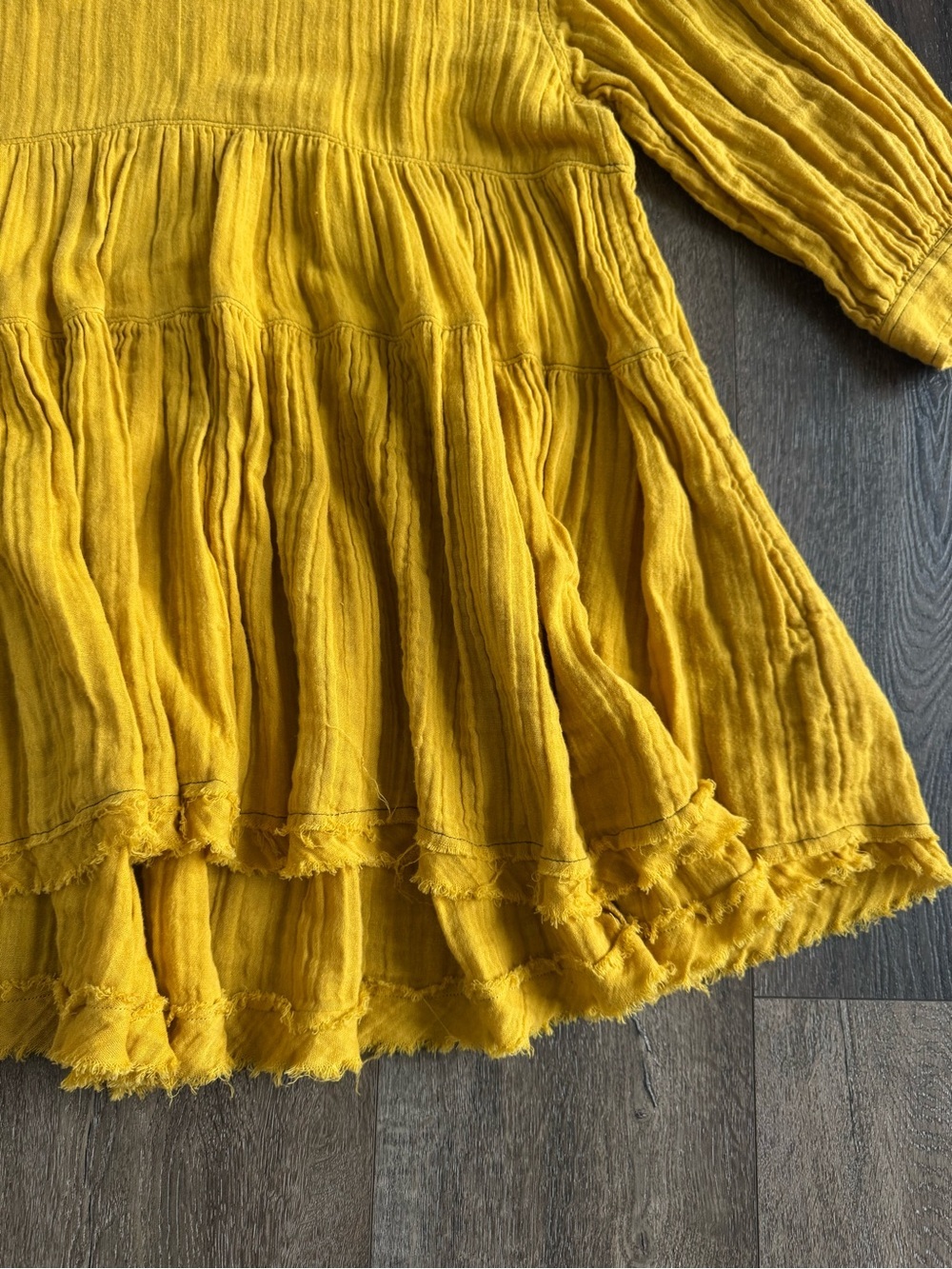 Free People Mustard Tiered Gauze Top - Picture 2 of 10
